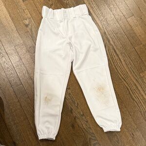 Kids White Elastic baseball pants